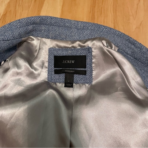 J. Crew Blue Wool Herringbone Schoolboy Blazer Like New 0 - Picture 8 of 11